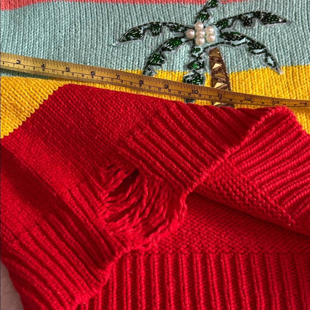 Wildfox Striped Embellished Cotton Sweater Distressed Size S - Picture 10 of 12